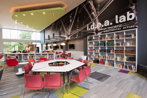 Idea Lab, Maker Space Design, Collaborative Classroom Design, Makerspace Architecture, Maker Space, Library Makerspace Ideas Elementary, Library Makerspace Ideas, Stem Lab Design, Maker Space Ideas Elementary Library