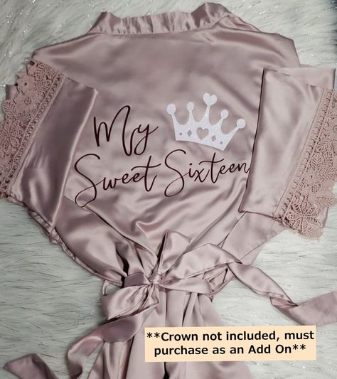 Beautiful Satin Lace robes with colors and sizes to choose from. Each robe includes a beautiful satin belt. Quince Robe, Quince Gifts, Lace Robes, Sweet Sixteen Gifts, Flower Girl Robes, Sweet Sixteen Birthday Party Ideas, Personalized Robe, Kids Robes, Quinceanera Themes