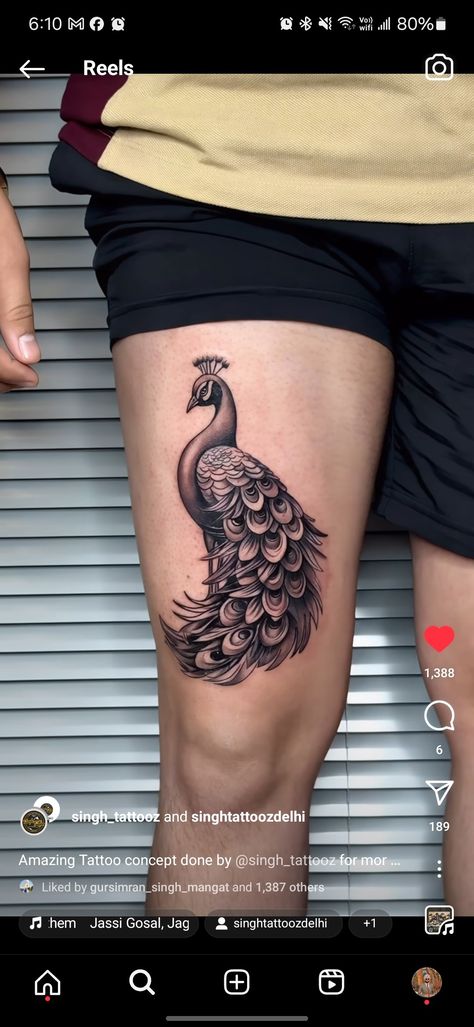 Peacock Tattoo Thigh, Peacock Tattoo Men, Peacock Tattoo Black And White, Peacock Tattoo Sleeve, Peacock Tattoo Ideas, Small Peacock Tattoo, Peacock Tattoos, Mandala Tattoo Sleeve, Cool Shoulder Tattoos