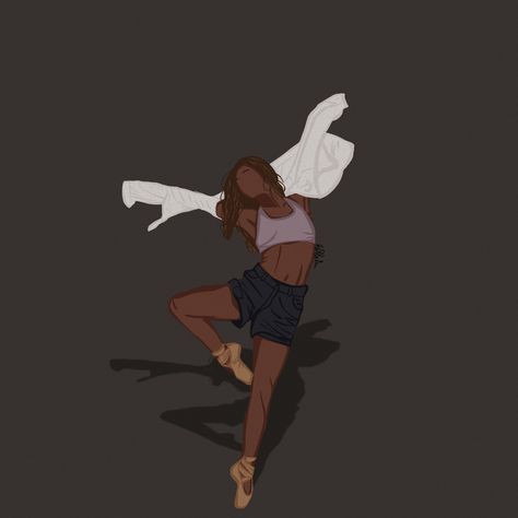 Dancer Profile Picture, Dance Illustration Art Aesthetic, Dance Drawings, Dancing Girlies, Ballerina Art Paintings, Dance Illustration, Ballet Illustration, Dance Background, Black Dancers