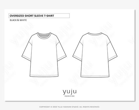 T Shirt Sketch Fashion Illustrations, Oversized Shirt Flat Sketch, Oversized Shirt Template, Oversized Women Shirt, Oversized Shirt Sketch, Oversized Tshirt Template, Oversized Tshirt Drawing, Oversized T Shirt Template, T Shirt Design Oversize