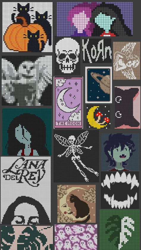 alpha grids i wanna crochet <3 #crochetinspo #crochet #alphagrid #tapestrycrochet #tapestry #fiberarts Alpha Grids, 32x32 Pixel Art Grid, Pixel Crochet Blanket, Melty Bead Patterns, Tapestry Blanket, Pixel Crochet, Pix Art, Pixel Art Grid, Tapestry Crochet Patterns