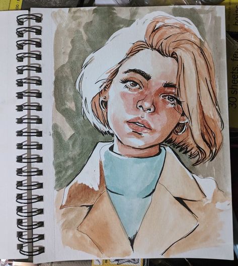 Portrait Drawings, Drawing Portrait, 수채화 그림, Arte Sketchbook, Charcoal Drawing, Sketchbook Drawing, Scrapbook Journal, Watercolor Portraits, Cool Art Drawings