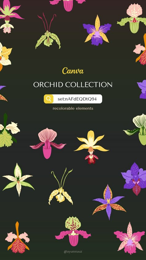 Orchid Graphic Design, Canva Assets, Orchid Collection, Keyword Elements Canva, Graphic Shapes Design, Canva Tips, Canvas Learning, Art Apps, Canva Element