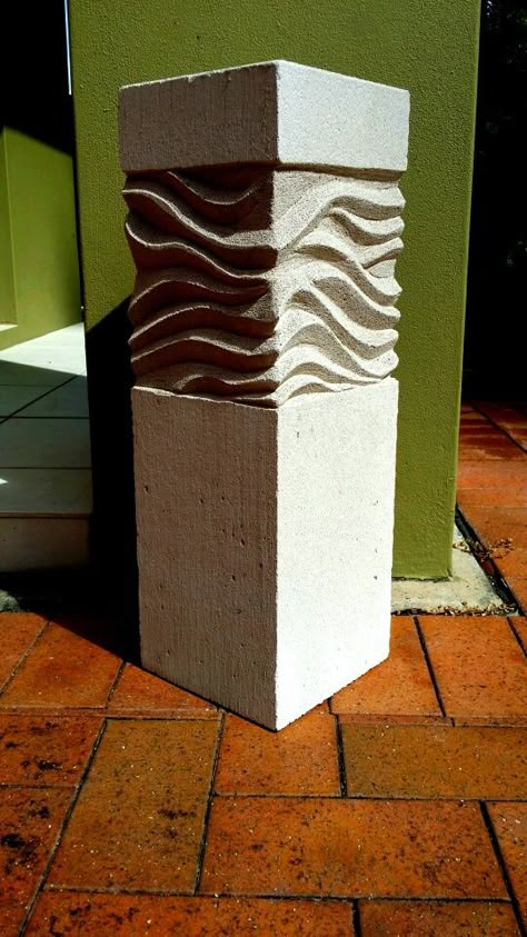 waves by me facebook - Hebel Designs Hebel Sculpture Ideas, Siporex Carving, Stone Carving Sculpture, Stone Wall Art, Woodworking Tools Workshop, Art Studio Design, Cement Art, Concrete Sculpture, Elegant Interior Design