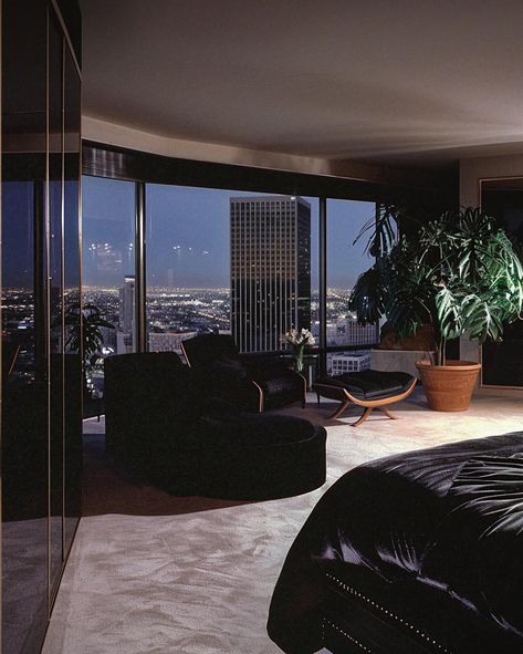 1980s Los Angeles luxury black velvet penthouses 🖤✨ [AI] Get your wall posters on liminaldestinations.com and AI prompts on Ko-fi (links in bio!) • • • • #80sinterior #1980sinterior #80saesthetic #1980s #80svibes #80snostalgia #80sdecor #80s #80spenthouse #vintage #interiordesign #homedecor #luxuryhomes #midcentury #midcenturymodern #postmodern #luxury #la #losangeles 80s Apartment, Glam Apartment Decor, Penthouse Decor, 80’s Decor, Penthouse Aesthetic, Glam Apartment, 1980s Interior, 90s Interior, 80s Interior Design