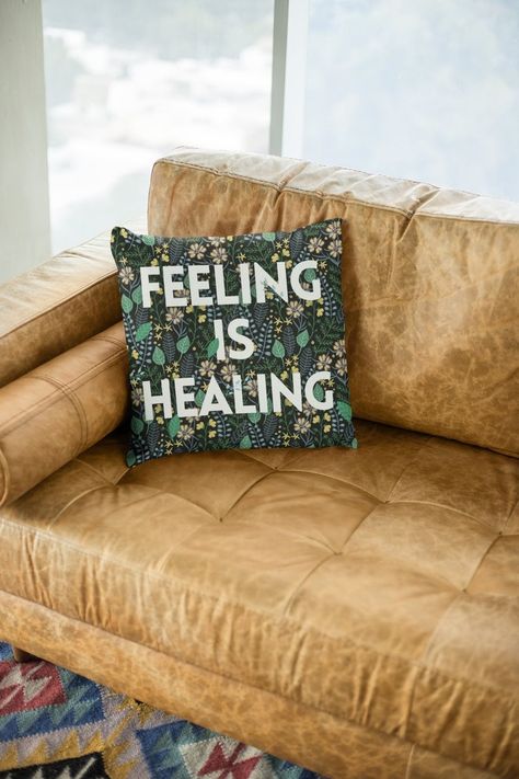 Therapy Throw Pillow Cover: Feeling is Healing Therapist Gift - Etsy Canada Counseling Office Design, Mental Health Occupational Therapy, Private Practice Office, Therapist Office Design, Office Decor Therapy, Counselling Room, Counseling Office Decor, Counselors Office Decor, Therapist Office Decor