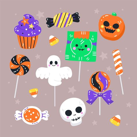 Halloween Candy Clipart, Halloween Candy Illustration, Halloween Vector Illustration, Halloween Candy Art, Candy Vector, Candy Illustration, Treat Cones, Candy Background, Candy Drawing