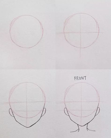 How To Draw A Face Shape Step By Step, How To Draw Easy Face, How To Draw A Head Step By Step Easy, Drawing Techniques Hair, Head Tutorial Drawing Step By Step, How To Draw A Face Shape, Head Profile Reference, Draw Face Easy, How To Draw A Head