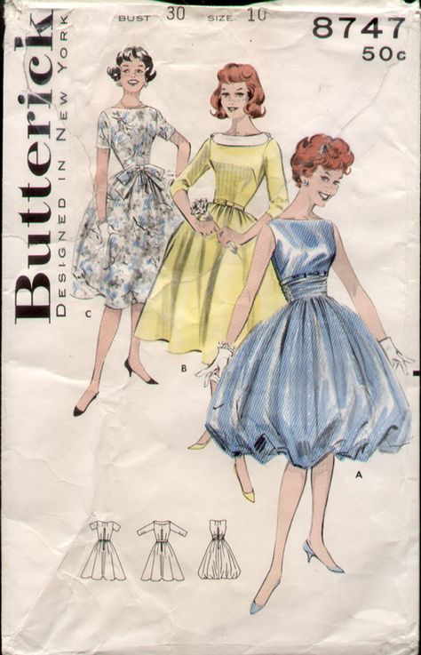 Bouffant Dress, Butterick Dress Patterns, Vintage Clothes Patterns, 1950s Sewing Patterns, Patron Vintage, Balloon Skirt, Childrens Sewing Patterns, Balloon Dress, 20th Century Fashion