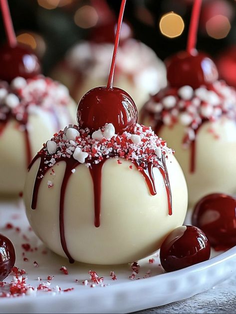 Cherry Meringue Cookies, Cherry Mash Truffles, New Years Treats Ideas, Cherry Christmas Dessert, Cherry Divinity, Cherries In The Snow Recipe, Maraschino Cherry Recipes, Candied Cherries Recipe, Cherry Mash Candy Recipe