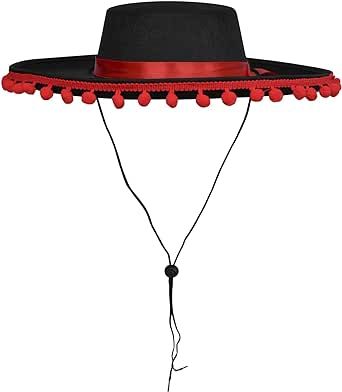 Nicky Bigs Novelties Adult Bullfighter Matador Hat Mariachi Band Hats Spanish Hat Black and Red Poms Mexican Sombrero Flamenco Cap Day of The Dead Hat Spanish Hat, Mexican Sombrero, Mariachi Band, Hat Band, Hat Shop, Day Of The Dead, The Dead, Loki, Top Styles