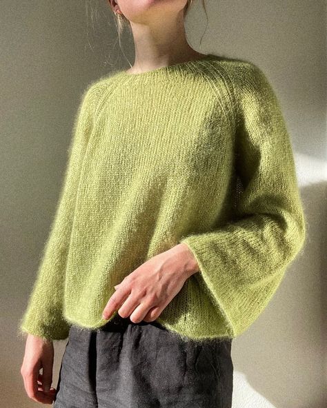 ane fiskum sunde ☽ novemberknits | the release of joo sweater light is also approaching. a lighter version of the joo sweater, knitted with two strands of mohair.… | Instagram Europe Packing, Mohair Sweater Knit, Korean Traditional Clothing, Cosy Outfit, Green Knit Sweater, Mohair Knit, Light Knit, Mohair Sweater, Stockinette Stitch