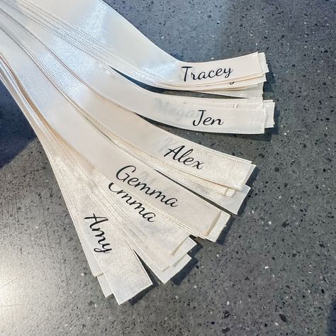 We provided some beautiful ribbon accessories for the #VIB event on Saturday @vermontnewcastle. These personalised ribbons are perfect for adding a final touch to your place settings. Use them as name tags, tied to your champagne glasses 🥂 or wrapped around your napkin. We have a huge range of coloured ribbons and font combos available 🎀 #bowplacecards #ribbonplacecards #weddingbow #savethedate #weddinginvitations #weddinginvite #weddinginspiration #weddinginspo #ribbon #personalisedgifts Ribbon Name Tags, Ribbon Accessories, Font Combos, Personalized Ribbon, Wedding 2024, Wedding Bows, Wedding Ribbon, Final Touch, Champagne Glasses