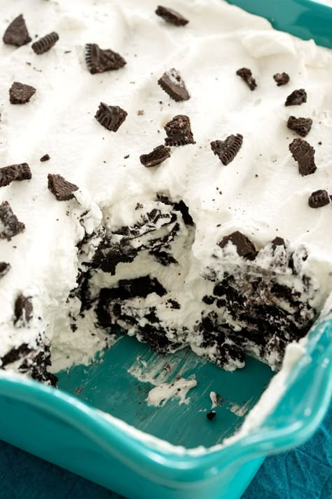 No Bake Oreo Cake, Whipped Cream Cookie, No Bake Oreo Dessert, Oreo Icebox Cake, Refrigerator Desserts, Easy Summer Dessert Recipes, Ice Box Cake, Icebox Cakes, Oreo Desserts