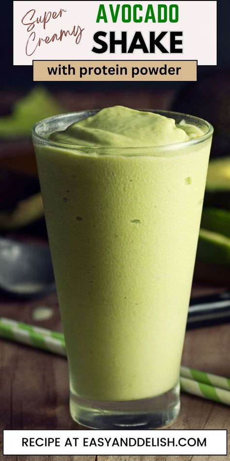 This healthy avocado shake recipe with protein powder makes a delicious snack perfect for summer or pre/pos-workouts. It is super creamy and high-protein. #highprotein #shake #proteinshake #avocado #summerdrinks #snackrecipes Protein Shake With Avocado, Avocado Protein Shake, Savory Protein Shakes, Avocado Shake Recipe, Healthy High Protein Smoothies, Low Calorie Protein Shake, Avocado Breakfast Smoothie, Breakfast Drinks Healthy, Best Whey Protein Powder