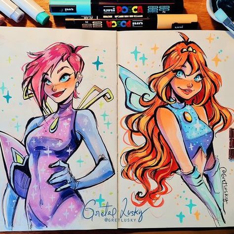 Gretel Lusky (@gretlusky) • Instagram photos and videos Winx Tecna, Moleskine Sketchbook, Klub Winx, Fairy Drawings, Disney Art Drawings, Pinturas Disney, Arte Sketchbook, Arte Inspo, Dessin Adorable