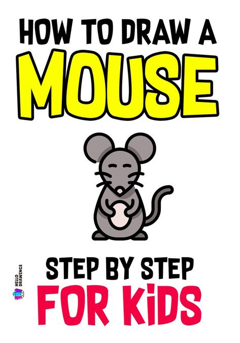 How to Draw a Mouse  | Simple Guide for Kids Animal Drawing Tutorial, Easy Animal Drawings, Mouse Drawing, Easy Animals, Little Creatures, Easy Drawings For Kids, Animal Drawing, Drawing Tutorial Easy, Cute Mouse