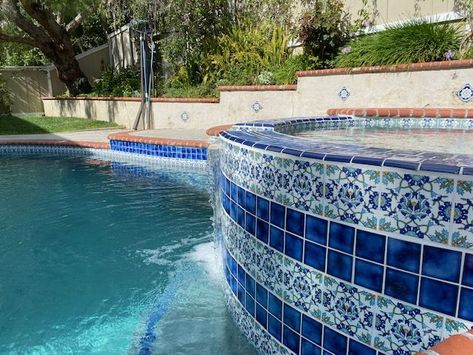 waterline pool tiles Lori series Pool Waterline Tile Ideas, Pool Waterline Tile, Pool Aesthetics, Decorative Pool Tiles, Pool Waterline, Waterline Pool Tile, Waterline Tile, Pool Tile Designs, Roman Pool