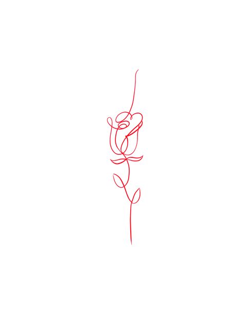 Red Rose Line Tattoo, Red Simple Tattoos, Red Ink Tattoos Small Words, Simple Red Tattoos For Women, Small Red Ink Tattoos For Women, Spine Tattoo Red, Small Red Tattoo Ideas, Red Minimalist Tattoo, Small Red Tattoos For Women