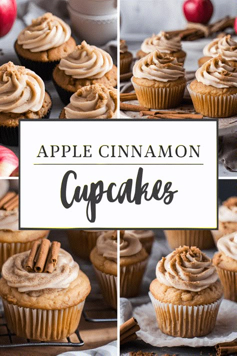 Apple Cupcake Recipes, Cinnamon Apple Cupcakes, Fall Cupcakes Flavors, Fall Flavored Cupcakes, Apple Cinnamon Cupcakes Recipe, Fall Cupcake Flavors, Cinnamon Cupcakes Recipe, Fall Cupcake Recipes, Cupcakes For Fall