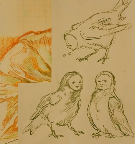 Bird Art Aesthetic, Drawing Line Art Sketch, Doodles Best Friends, Bird Art Reference, Easy Cool Drawing Ideas, 3 Friends Art, Bird Reference Drawing, Bird Wing Drawing, Two Birds Drawing