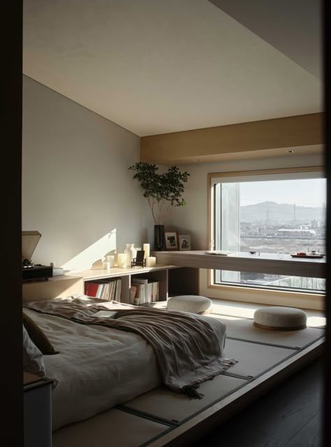 Japanese Tatami Bedroom, Tatami Room Ideas, Tatami Room Bedroom, Tatami Mat Living Room, Japan Style Bedroom, Tatami Bedroom Design, Tatami Room Modern, Tatami Mat Bedroom, Japanese Futon Bedroom