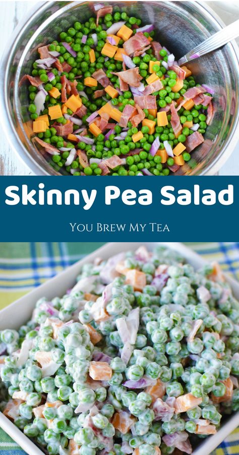 Make our Skinny Pea Salad for only 4 SmartPoints on Weight Watchers FreeStyle Plan!  A delicious classic side dish that everyone loves and can prepare in just minutes! Weight Watchers Sides, Weight Watchers Pasta, Weight Watchers Salad, Pea Salad Recipes, Pea Salad, Minced Meat, Smart Points, Pasta Salad Recipes, Ww Recipes