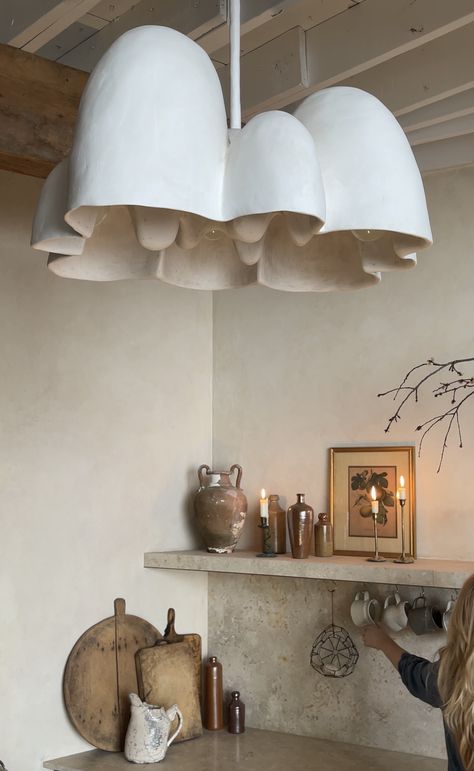 White Plaster Light Fixtures, Diy Ceramic Light Fixture, Plaster Lamp Shade, Diy Plaster Pendant Light, Plaster Light Fixture, Plaster Pendant Light, Plaster Lighting, Villa Photoshoot, Plaster Chandelier