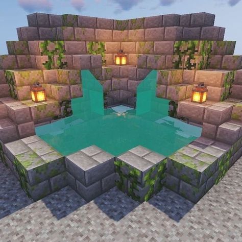 Minecraft fountain design #minecraftbuildingideas Minecraft fountain design Minecraft Kale, Minecraft Blueprint, Minecraft Fountain, Minecraft Building Blueprints, Construction Minecraft, Case Minecraft, Minecraft Mansion, Bangunan Minecraft, Minecraft House Plans