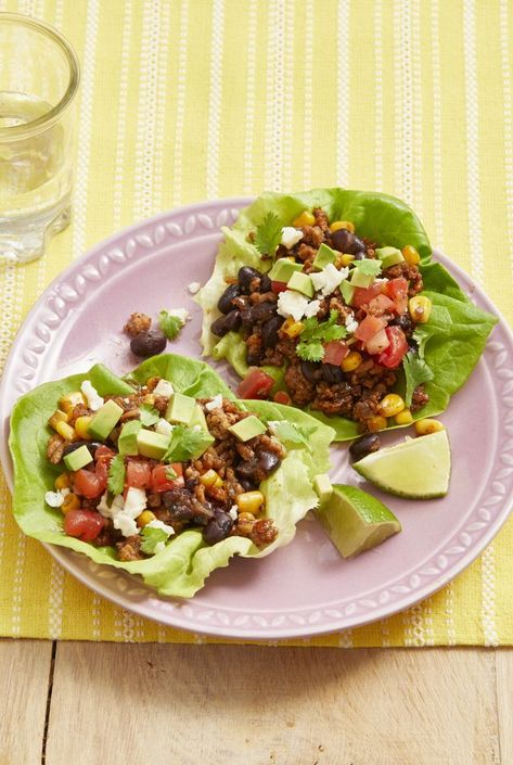 turkey taco lettuce wraps Turkey Taco Lettuce Wraps, Lettuce Tacos, Taco Lettuce Wraps, Turkey Taco, Black Bean Recipes, Lettuce Wrap Recipes, Turkey Tacos, Ground Chicken Recipes, Healthy Lunch Ideas