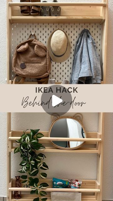 Ikea Hacks and Inspo on Instagram: "IKEA Behind-the-door Hack REVEAL! 😍  By POPULAR request, here is a step by step how to DIY the behind the door shelf hack. ⚒️✨  Check out this amazing space-saving hack by @cori.interior! 🙌  What you need:  Wood board  IKEA Flisat  IKEA SKADIS  👉Ikea items linked in Story Highlight ‚behind the door‘🔗  👉If you are looking to buy a comparable product on Amazon.com, here is the link:   https://amzn.to/3WD6fxH (linked also in Storyhighlight ‚behind the door‘  How did it turn out? Let us know below 🤍  Follow for more DIY inspiration and clever hacks @ikeahacksandinspo. 💡✨  . . .  #ikeahacksandinspo #ikeahack #storagesolutions #storageideas #smallspaces #smallhallway #smallkitchen #smallkidsroom #diy #homedecor #interiordesign #interiorinspo #interior # Ikea Behind Door Storage, Yllevad Ikea Hack, Nordkisa Ikea Hack, Ikea Hol Hack, Perjohan Ikea Hacks, Ikea Skadis Hack, Behind The Door Storage, Flisat Ikea, Ikea Brusali