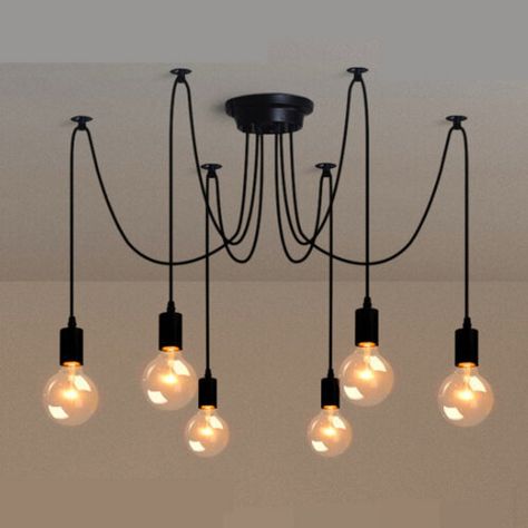 Vintage Retro Ceiling Lights Pendant Light Chandelier Spider Lamp E27 on OnBuy Black Industrial Pendant Light, Spider Lamp, Spider Light, Luminaire Vintage, Diy Ceiling, Suspension Vintage, Retro Industrial, Retro Lamp, Art Deco Lamps