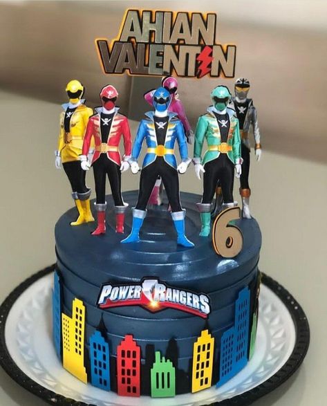 Power Rangers Birthday Cake, Power Rangers Cake, Power Rangers Theme, Festa Power Rangers, Power Ranger Cake, Power Ranger Birthday Party, Power Ranger Party, Power Ranger Birthday, Unicorn Birthday Cake