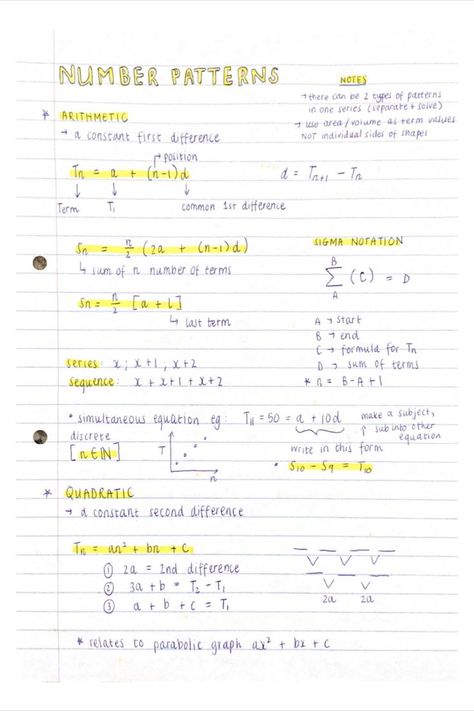 find more on my stuvia #numberpatterns #sequencesandseries #mathsnotes Maths Notes, Simultaneous Equations, Sequence And Series, High School Curriculum, Pattern Grading, Science Writing, Senior Year Of High School, 12th Maths, Study Flashcards