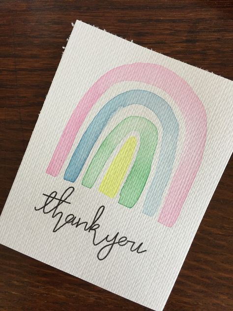 Watercolor Cards Diy Simple, Thank You Watercolour Card, Water Colour Thank You Card, Thank You Card Watercolor Diy, Simple Watercolour Card, Watercolour Cards Ideas Simple, Water Colour Greeting Cards, Watercolor Thank You Cards Diy Handmade, Diy Cards Watercolor