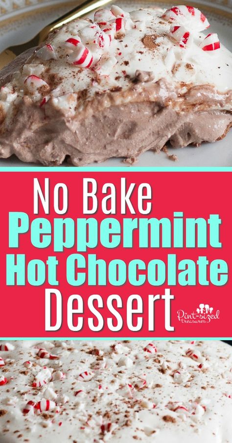 Peppermint Bark Pie, Peppermint Chocolate Pie, Hot Chocolate Pie, Dessert Lasagnas, Hot Chocolate Desserts, Work Snacks, Dessert Lasagna, Winter Holiday Recipes, Peppermint Dessert