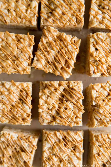 Brown Butter Rice Krispie Treats Katie Lee, Cookie Butter Rice Crispy Treats, Biscoff Rice Crispy Treats, Sweet And Salty Rice Crispy Treats, Cookie Butter Rice Krispie Treats, Pudding Rice Krispie Treats, Rice Krispie Treat Flavors, Biscoff Rice Krispie Treats, Elevated Rice Crispy Treats