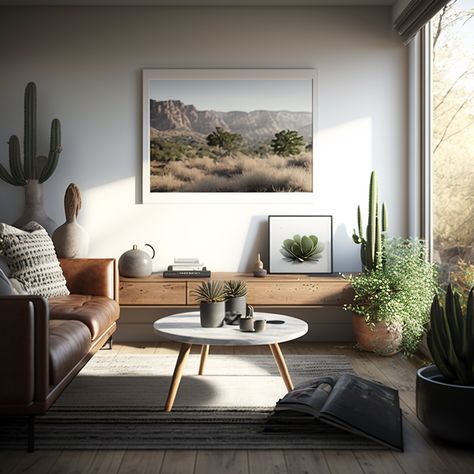 Arizona Style Living Room, Arizona Apartment Decor, Masculine Desert Decor, Organic Modern Desert Home, Minimal Western Living Room, Mid Century Desert Home, Western Mid Century Modern, Mid Century Western Decor, Mid Century Southwest Decor