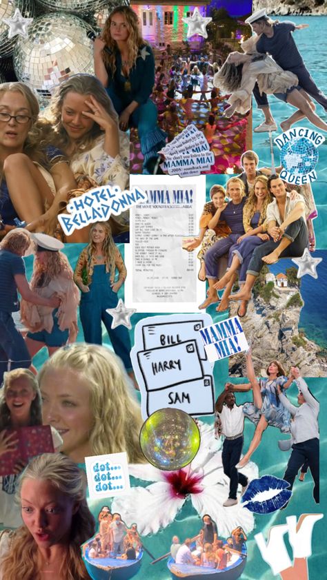 ~mama Mia here we go again~ Mama Mia Collage, Mamma Mia Moodboard, Mamma Mia Decor, Mamma Mia Collage, Mama Mia Aesthetic, Sophie Sheridan, Movie Core, Abba Voyage, Momma Mia