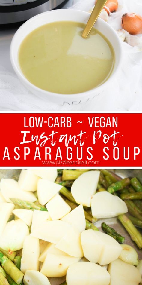 A super simple low-carb vegetable soup made in the Instant Pot! This Instant Pot Asparagus soup uses potatoes instead of cream for a rich, silky texture Instant Pot Asparagus, Instant Pot Soup Recipe, Asparagus Potato, Family Soup, Low Carb Vegetable Soup, Soup Instant Pot, Pot Recipes Healthy, Asparagus Recipes, Instant Pot Soup Recipes