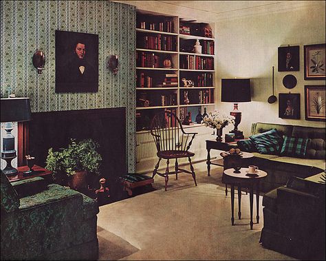 1961 Mid Century Colonial Living Room by American Vintage Home, via Flickr 60s Interior Design, Mid Century Colonial, Colonial Living Room, 60s Interior, Vintage Interior Design, Mid Century Living Room, Colonial Decor, House Design Photos, Vintage Interiors