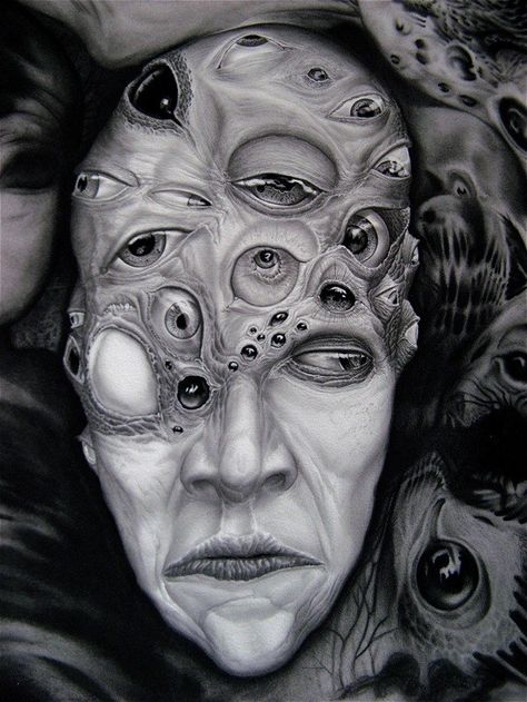 Soul Gazing, Art Sinistre, Twisted Art, Distortion Art, Illustration Kunst, Drawing Eyes, Art Noir, Dark Art Drawings, Scary Art