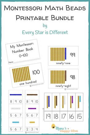 This Montessori Math Beads Printable Bundle is hands-on learning for the numbers 0-100 and can be combined with Montessori math materials if desired! - www.mamashappyhive.com Montessori Printables Free, Math Montessori, Math Activities Kindergarten, Montessori Math Activities, Elementary Montessori, Montessori Kindergarten, Montessori Curriculum, Montessori Work, Montessori Printables