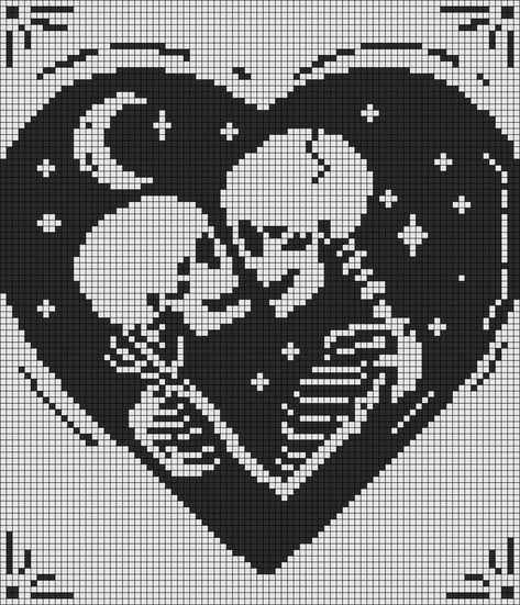 Skull Filet Crochet Pattern, Skull Graph Crochet Pattern, Graphgan Crochet Blanket, Ghost Tapestry Crochet Pattern, Goth Grid Patterns, Grid Pattern For Crochet, Cool Grid Patterns, Cool Cross Stitch Patterns Free, Blanket Alpha Pattern