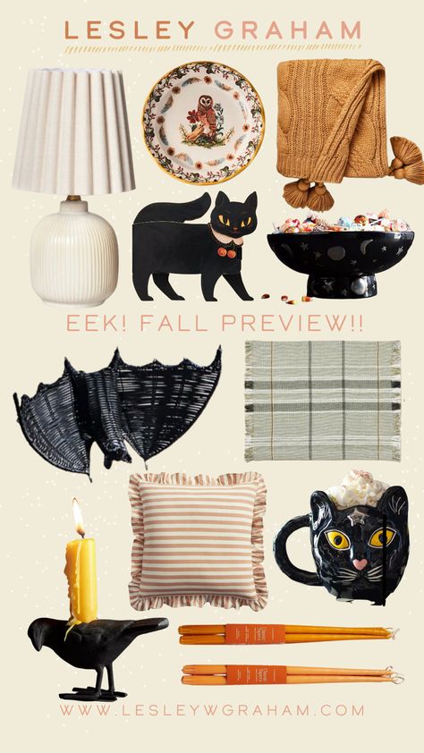 Halloween is Coming! — Lesley W Graham Spooky Home Aesthetic, Martha Stewart Halloween Decorations, Anthropologie Halloween, Blankets Target, Fall Plates, Pumpkin Decorating Party, Fall Blankets, Spooky Cats, Anthropologie Fall