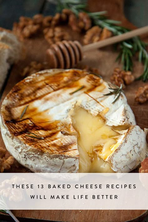 Cheese In The Oven, Baked Cheese Recipes, Cheese Ideas, Bre Cheese Ideas, Sweet Cheese, Baked Make And Cheese, Oven Baked Cheese, Cooking Brie Cheese, Baked Mozzarella