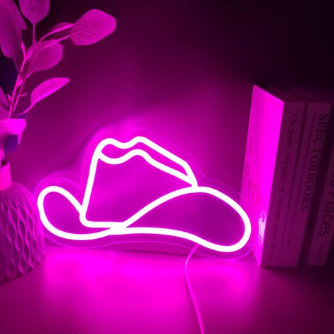 Faster shipping. Better service Bistro Decor, Cowboy Room, Pink Neon Lights, Popular Hats, Dorm Wall Decor, Preppy Girls, Chapeau Cowboy, Metallic Party, Bar Home