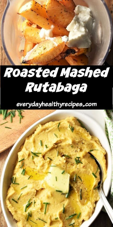 This roasted mashed rutabaga with a hint of maple syrup is a delicious way of serving this vegetable.  Creamy, savoury and sweet, it’s easy to make and perfect as a low-calorie alternative to mashed potatoes. #thanksgivingrecipes #sidedish #rutabagarecipes #swederecipes #everydayhealthyrecipes Mashed Rutabaga Recipes, Swede Recipes, Mashed Rutabaga, Roasted Rutabaga, Rutabaga Recipes, Pot Luck Ideas, Winter Side Dishes, Brunch Recipe Ideas, Thanksgiving Lunch