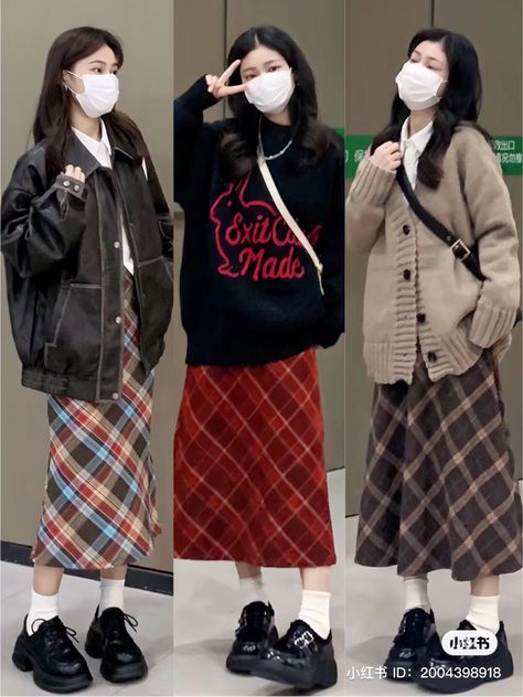 Japanese Ootd Street Style, Outfit Coreen, Korean University Outfit, Japanese Winter Outfits, Long Skirt Outfits Korean, Korean Winter Outfits, Female Clothes Outfits, Neat Casual Outfits, Modesty Outfits